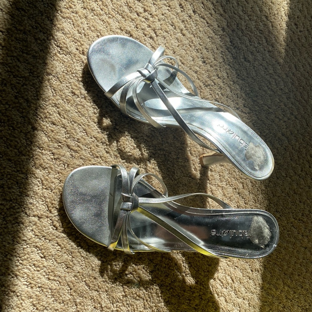 Silver slide on heels